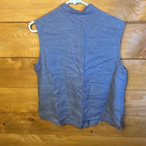 Bryn Walker Sleeveless Linen Shirt Womens Md Button Up Casual USA Blue summer - Picture 2 of 10
